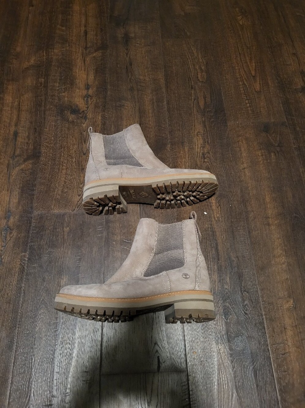 Timberland Courmayeur Valley Chelsea Boots Womens 11 Taupe Grey Nubuck Leather - Picture 7 of 9